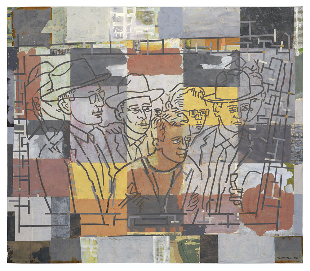 Accused&nbsp;&nbsp;&nbsp;2026 encaustic collage and paint on canvas 42" x 48"
