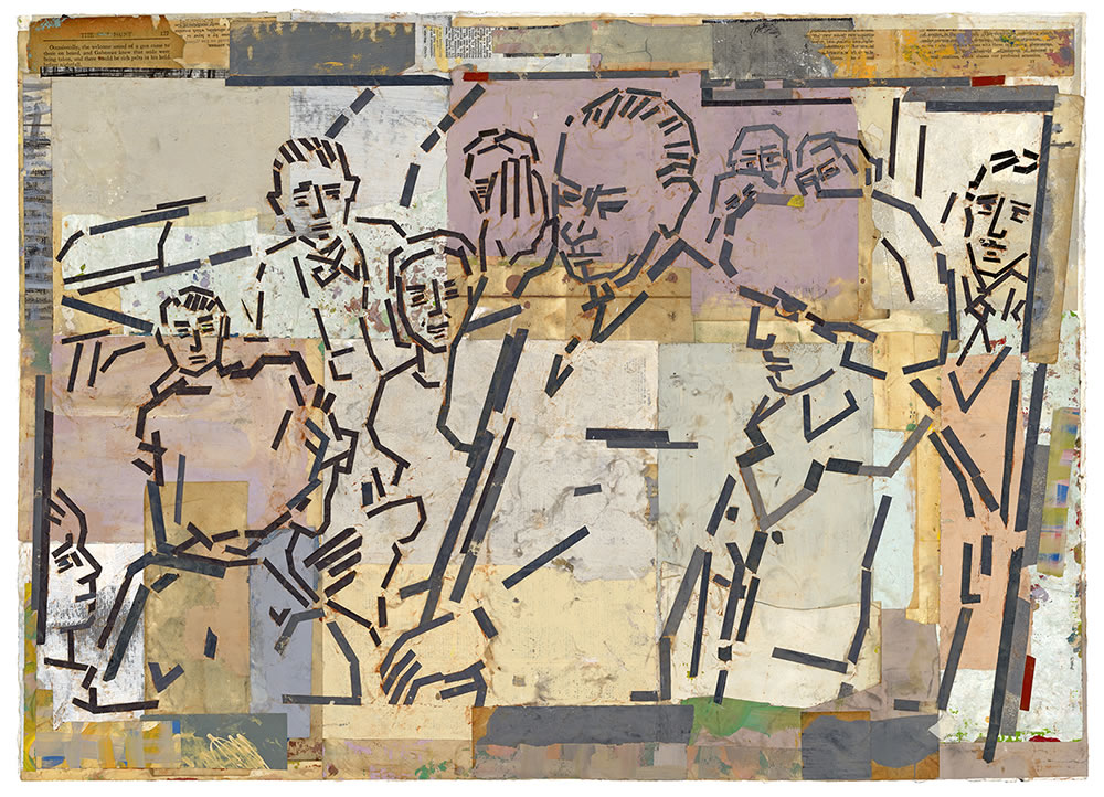 Oath&nbsp;&nbsp;&nbsp;2025 encaustic collage and paint on paper 22.5” x 31”