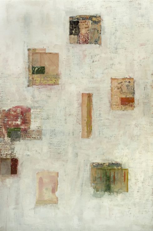Circle Dance &nbsp;&nbsp;&nbsp;48 x 32” encaustic collage and paint on canvas 2006
