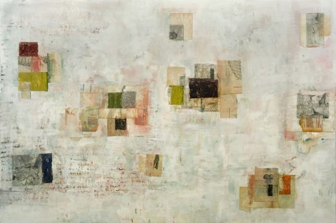 Echoes &nbsp;&nbsp;&nbsp;32 x 48” encaustic collage and paint on canvas 2006