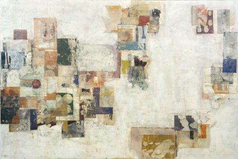 Intimations&nbsp;&nbsp;&nbsp; 32 x 48” encaustic collage and paint on canvas 2006