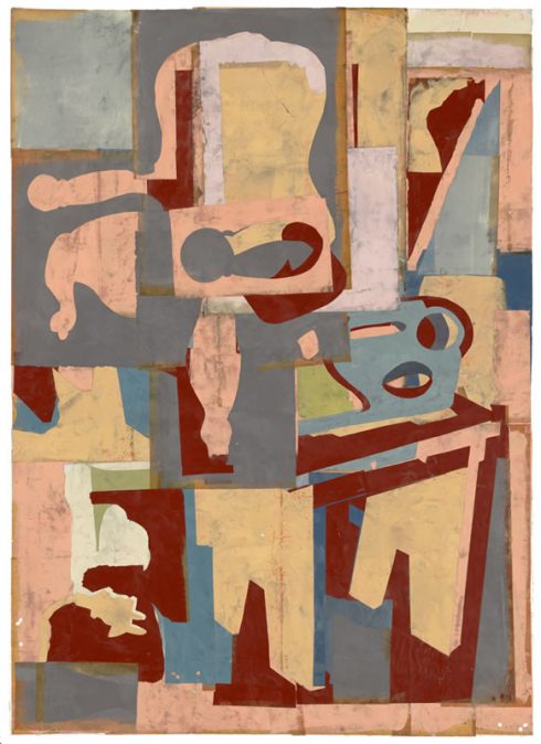Listening&nbsp;&nbsp;&nbsp; 22 x 31” encaustic collage and paint on paper 2018