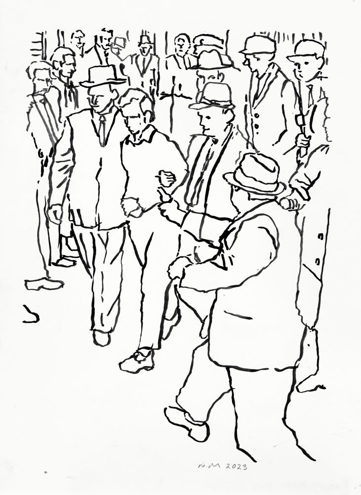 Ruby's Move&nbsp;&nbsp;&nbsp;2023 Brush and ink drawing on paper 12 x 9"