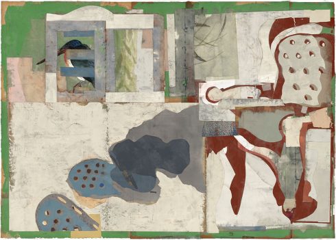 Interior with Bird&nbsp;&nbsp;&nbsp; 22 x 31” encaustic collage and paint on paper 2019